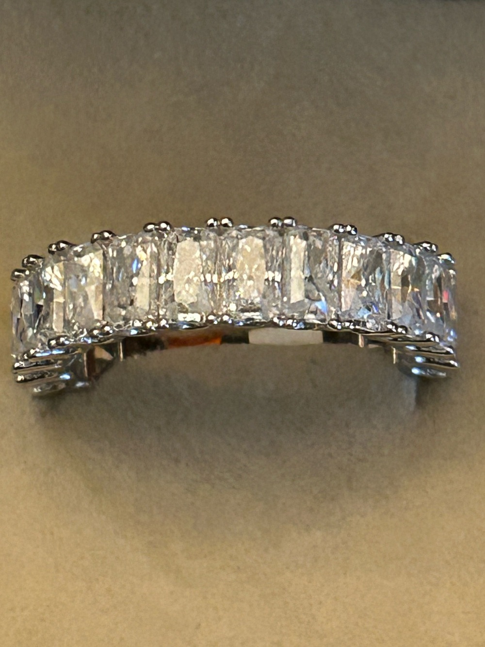 2.80CTW Elongated Princess Cut Full Eternity Band Anniversary Ring SSilver